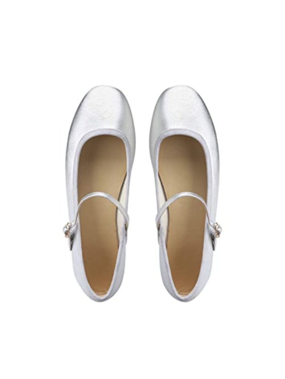 Women's Mary Jane Ballet Flats Round Toe Buckle Microfiber Leather Shoes